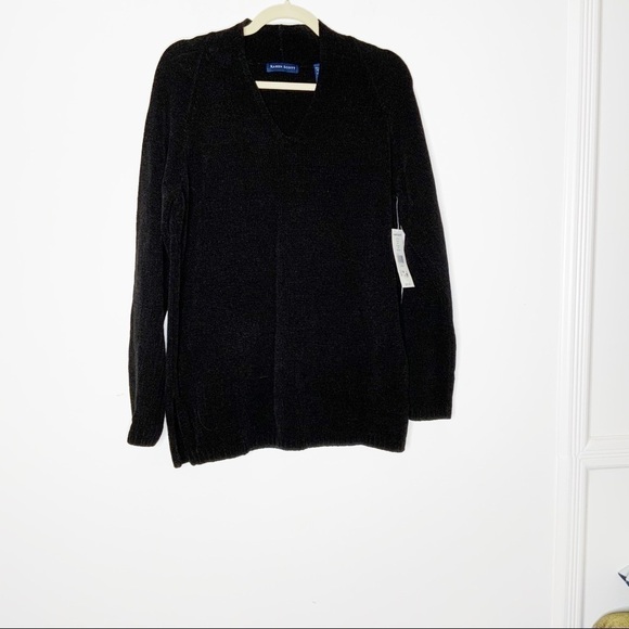 KAREN SCOTT Black Sweater With Side Split. SZ M - Picture 1 of 5